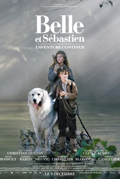 Belle and sebastian movie poster featuring Instinct Animals for Film’s Pyrenean Mountain Dog